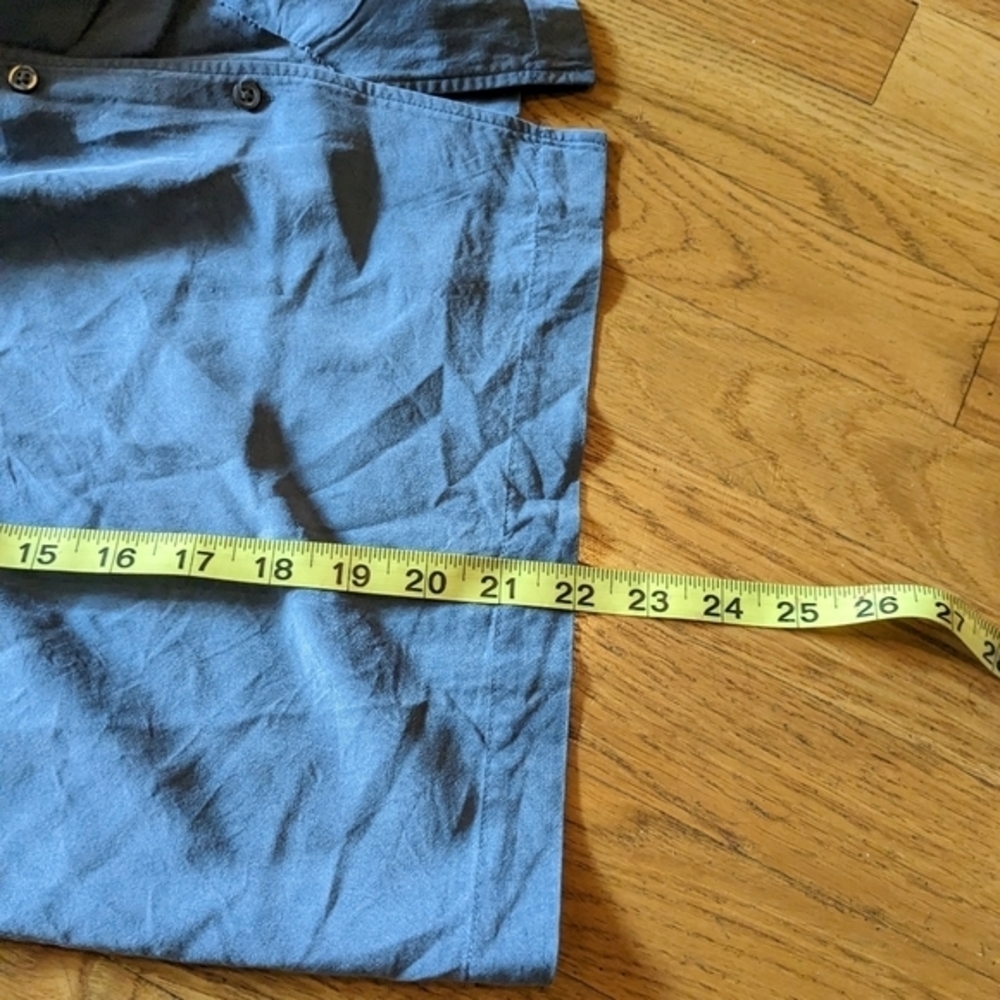 Banana Republic 100% Silk Size 14 Blue Grey Button Front Dress w/ Elastic Waist - Picture 9 of 9